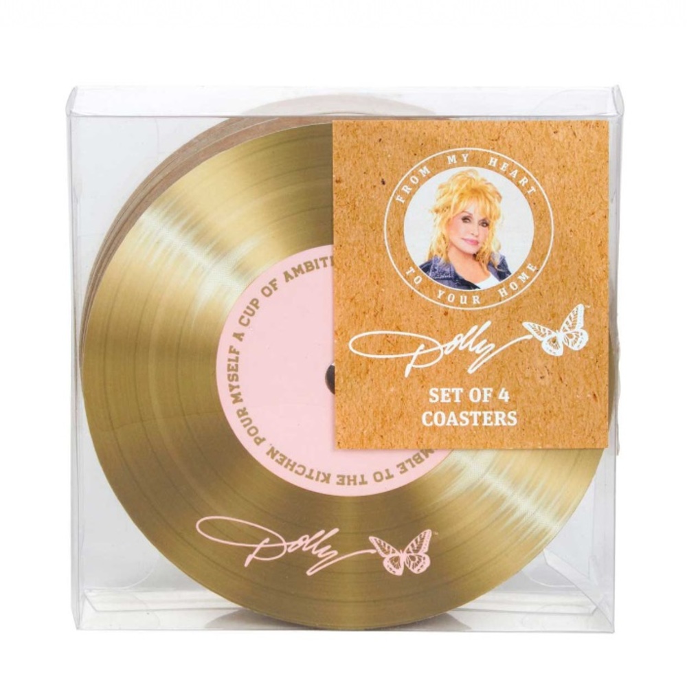 New Dolly Parton Round Gold Coasters 4Ct - Picture 2 of 4
